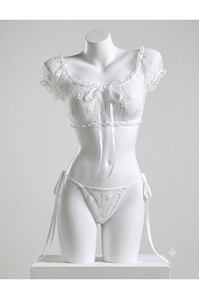 Sthxyfaith Womens Sexy Soft Lace Lingerie Set See-Through Lingerie Floral Lace