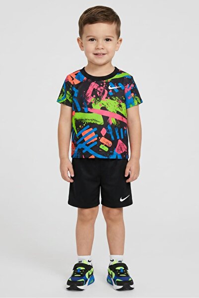 Nike Toddlers Boy 2 Pcs Allover Print T-Shirt And Shorts Set, Multicolor