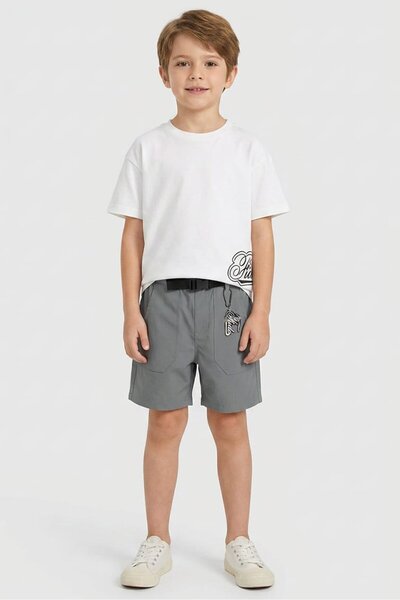 Fudo Kids Boy 3 Pieces Embroidered Logo T-Shirt With Shorts And Keyring Set, ...