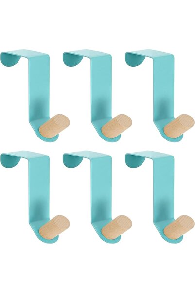 Arabest 6-Piece Blue Over Door Hooks,Heavy Duty Drill-Free Painted Carbon Ste...