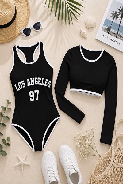 DeKuBaby 2-Piece Long Sleeve Top and Pareo Girls' Swimsuit Set