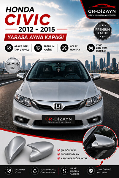 GR-Dizayn HONDA CİVİC 2012-2015 FB7 ARACA ÖZEL BOYALI YARASA AYNA KAPAĞI A+ (...