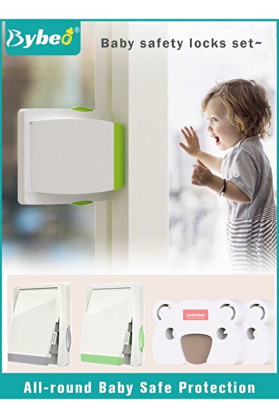 BYBEO 4-Piece Baby Safety Locks And Baby Safety Door Stopper, Sliding Window ...