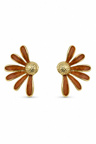 Jack Ferrero Yellow and Brown Tone Flower Motif Bijouterie Earrings Women's A...