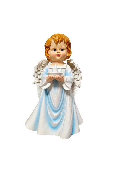OEM Figurină Sacrua Inger cu lumânare albastră din rășină 22 cm
