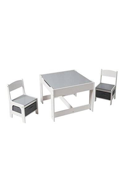 U-Grow Children's Table and 2 Chairs Set, MDF, White