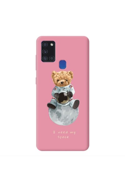 Other Samsung A21S Bear in space Pink Colored Silicone TPU Θήκη