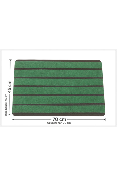 Evoris Delta Cc008A Green Striped Non-Slip Sole Waterproof Washable Door Mat 45X70 cm