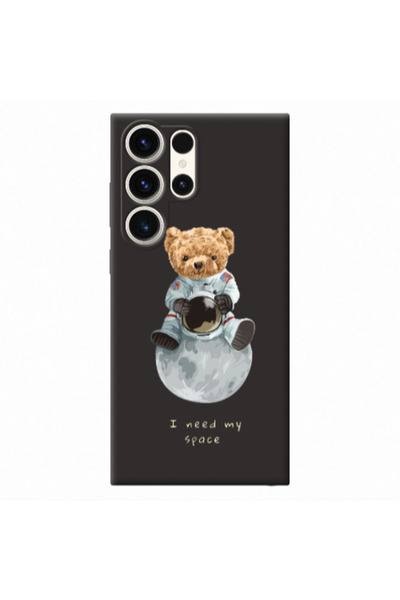 Other Samsung S24 Ultra Bear in space Black Colored Silicone TPU Θήκη