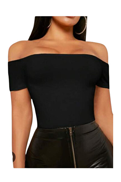 OEM Elegant Off-Shoulder bodysuit, black, S