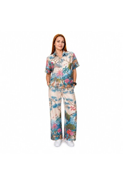 I-WH FASHION Costum de damă din două piese cu imprimeu exotic, importat din I...