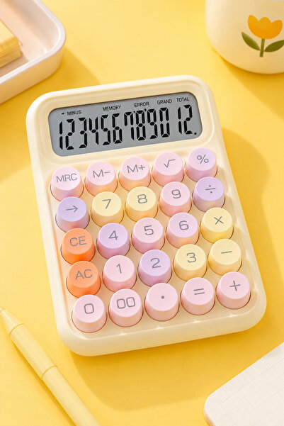 caps Mekanik Tuşlu Hesap Makinesi - Pastel Limon