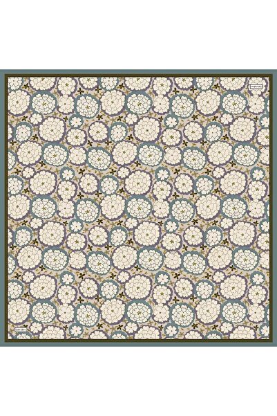 Levidor Green Daisy Pattern Twill Silk Scarf