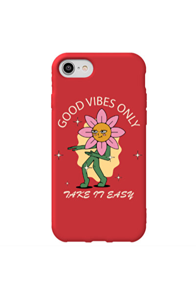 Other Apple iPhone SE 2020 Good Vibes Only Red Colored Silicone TPU Θήκη