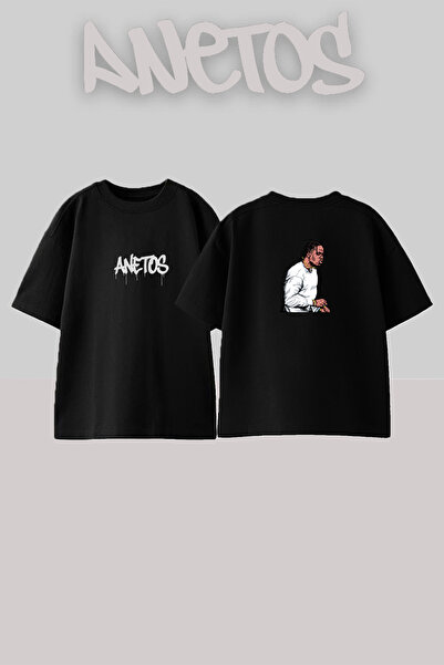 Anetos Travis Scott_38 dizajn, štampana unisex majica oversize crne boje