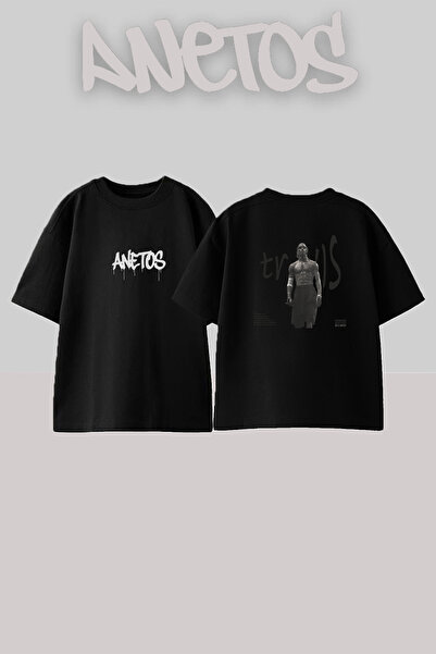 Anetos Travis Scott_26 dizajn, štampana unisex majica prevelikog kroja, crna