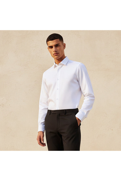 FAV Men Regular Fit Collared Textured Long Sleeves Shirt