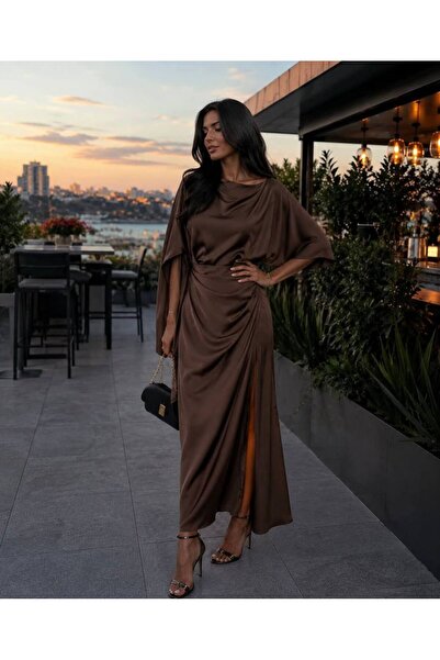 theneedco Drapeli Saten Midi Dress