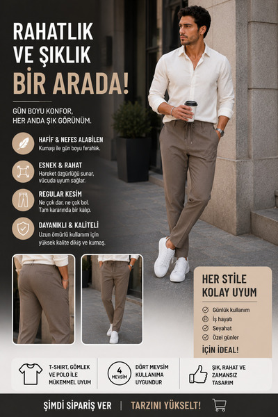 LUXIC CORE Men's Linen Blend Casual Trousers Comfortable Fit Stylish Design