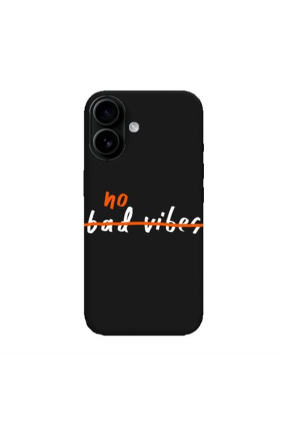 Other Apple Iphone 16 No bad vibes 2 Black Colored Silicone TPU Θήκη