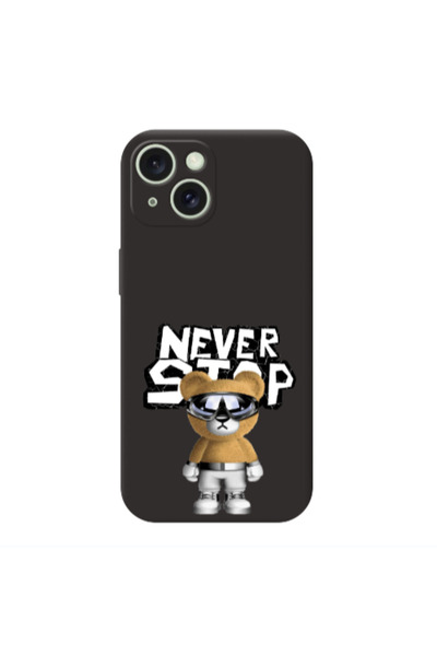 Other Apple iPhone 15 Plus Never stop Black Colored Silicone TPU Θήκη