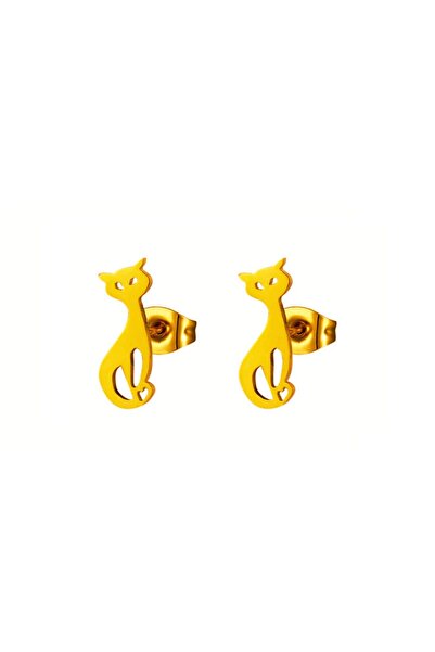 IMMACULATI Kitty - Cercei tip știft din oțel inoxidabil, placați cu aur de 18...