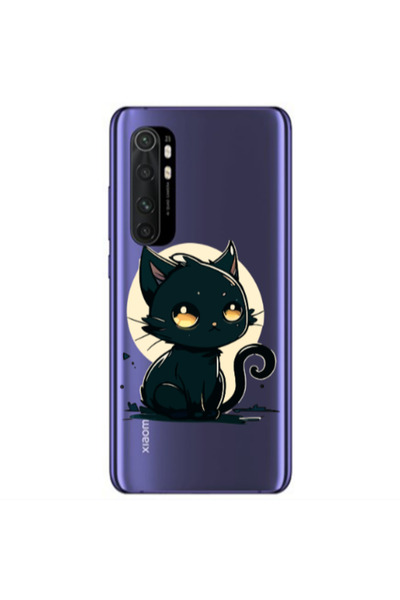 Other Xiaomi Mi Note 10 Lite Black Cat Transparent Silicone TPU Θήκη