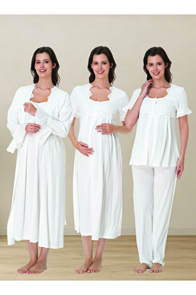 by İGP Lace Maternity Pajamas and Nightgown Set, 4-Piece Maternity Set