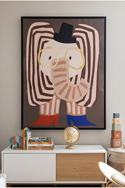 Jasmine Art Funky Elephant Kids Wall Art | Portrait Framed Canvas Print with ...