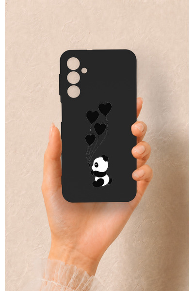Vip Case Samsung A24 Uyumlu Kalpli Panda Desenli Silikon Kılıf
