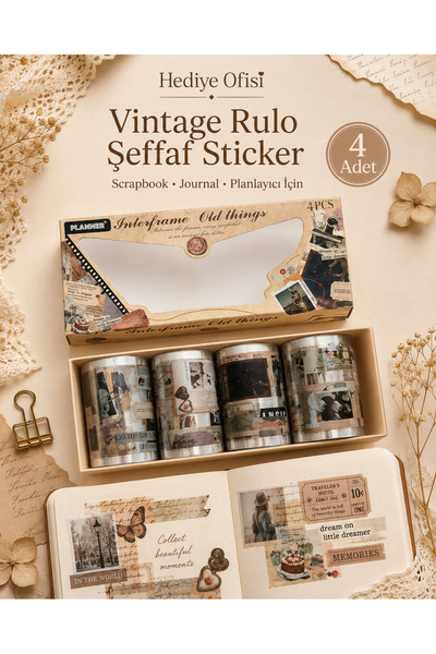 hediyeofisi Scrapbook Rulo Şeffaf Sticker 2.20 mt - 4 lü Set