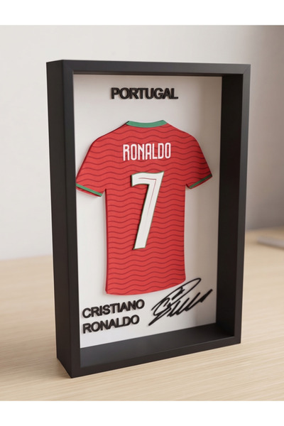 Riva Self CR7 Portekiz Forma Tasarım 3D Çerçeve - Futbolseverlere Özel Hediye