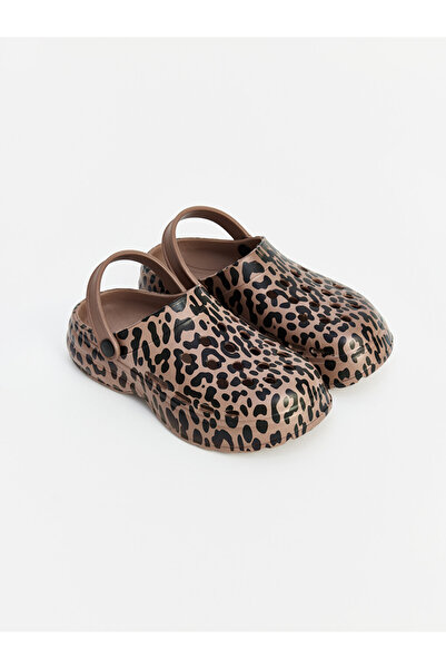 LC Waikiki Kahverengi Leopar Desenli Kız Çocuk Sandalet