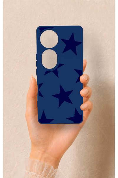 Vip Case حافظة سيليكون متوافقة مع هاتف Vivo V40 5G بنمط نجمة زرقاء داكنة