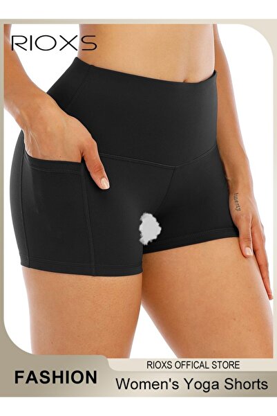 RIOXS Women's High Waisted Tummy Control Shorts Workout Yoga Pants Athletic S...