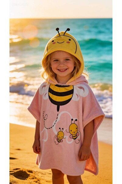 Buude Kids Pamuklu Baskılı Panço 3-4 Yaş