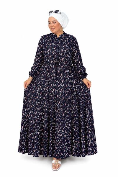 Ferace Women's Plus Size Crispy Fabric Button Dress