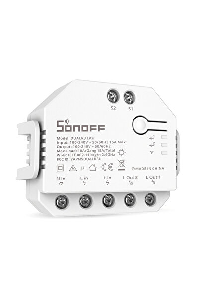 Sonoff smart διακόπτης DUALR3 Lite, 2-Gang, Wi-Fi, 15A, λευκός