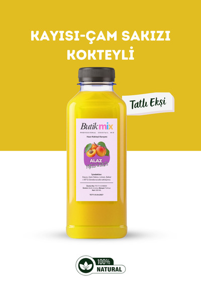 butik içki Alaz Hazır Kokteyl Karışımı 500ml - (Kayısı-Çam Sakızı)