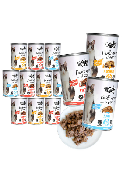OEM Hrană umedă pisici, TufTuf, 12x415g, Bucăți Mix în Sos, Pisici Adulte, Su...