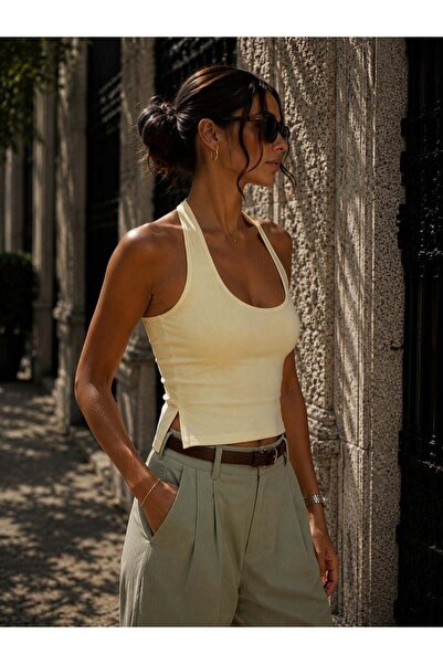 bunubanayolla Yırtmaç Detay Halter Top
