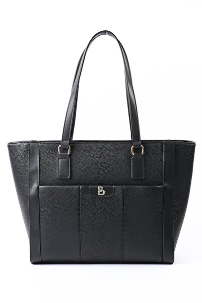 Tuna Bottier Black Leather Women's Shoulder Bag with Compartments