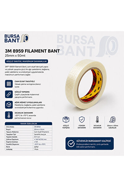 3M 8959 Filament Bant 25mm x 50mt