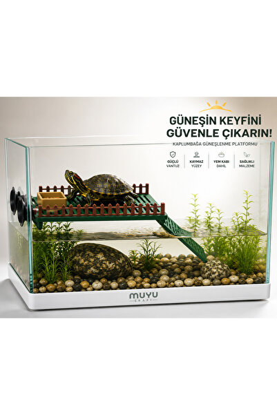 muyucraft Kaplumbağa Beslenme ve Güneşlenme Platformu | Yem Kabı Dahil | Vant...