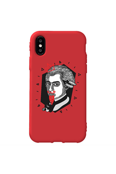 Other Apple iPhone Xs Bearded Red Colored Silicone TPU Θήκη