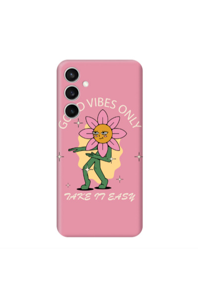 Other Samsung S23FE Good Vibes Only Pink Colored Silicone TPU Θήκη