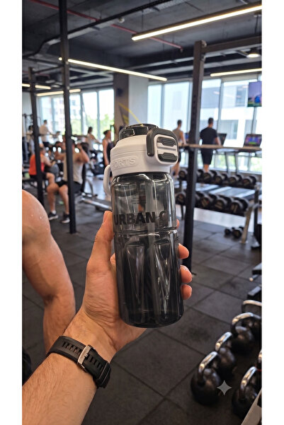 Duffa Çift Fonksiyon Kapaklı Sporcu Su Matarası Fitness Su Matarası Gym Matar...