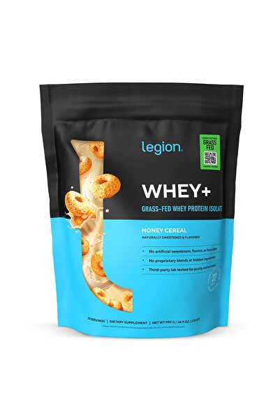 LEGION Whey+ Protein Whey Isolate from Grass Fed Cows (Honey Cereal, 30 Servi...