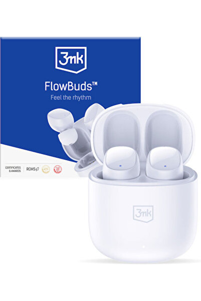 3MK FlowBuds Bluetooth Handsfree Ακουστικά με Θήκη Φόρτισης Λευκά
