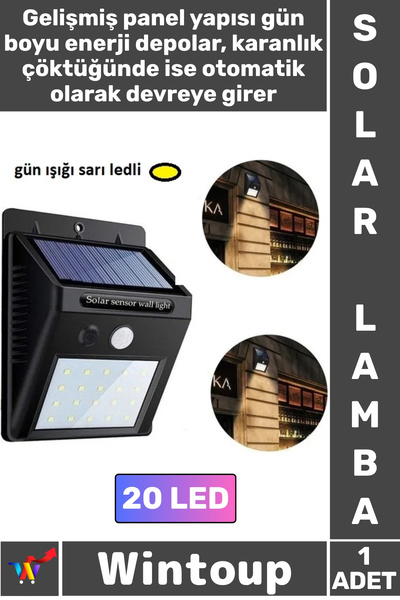 Wintoup #Lamba Solar Bahçe Aydınlatma Gün Işığı Dış Mekan Hareket Sensörlü Gü...